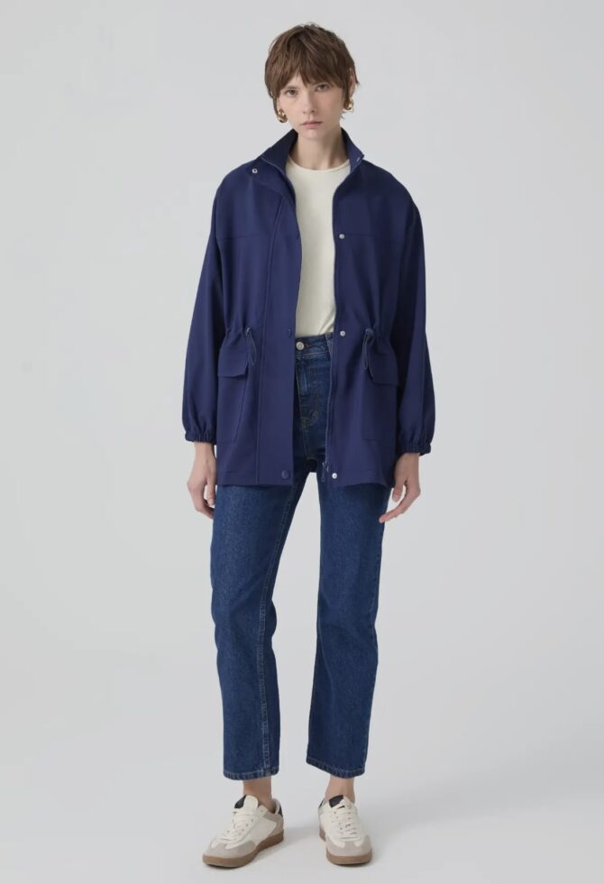 High Collar Crepe Jacket