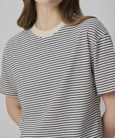 Striped Cotton Crewneck Tee Beige